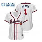 Camiseta Beisbol Mujer Atlanta Braves Ozzie Albies Cool Base Jugador Blanco