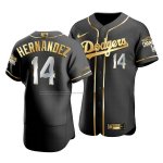 Camiseta Beisbol Hombre Los Angeles Dodgers Enrique Hernandez Black 2020 World Series Champions Golden Limited Authentic