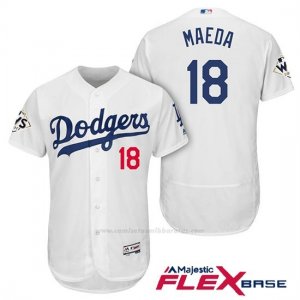 Camiseta Beisbol Hombre Los Angeles Dodgers 2017 World Series Kenta Maeda Blanco Flex Base