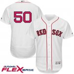 Camiseta Beisbol Hombre Boston Red Sox 50 Mookie Betts Blanco Flex Base Autentico Coleccion