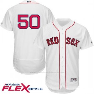 Camiseta Beisbol Hombre Boston Red Sox 50 Mookie Betts Blanco Flex Base Autentico Coleccion