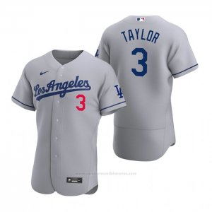 Camiseta Beisbol Hombre Los Angeles Dodgers Chris Taylor Autentico 2020 Road Gris