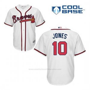 Camiseta Beisbol Hombre Atlanta Braves 10 Chipper Jones Blanco 1ª Cool Base