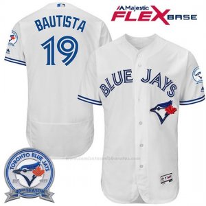 Camiseta Beisbol Hombre Toronto Blue Jays Jose Bautista 19 Blanco Flex Base 40 Aniversario