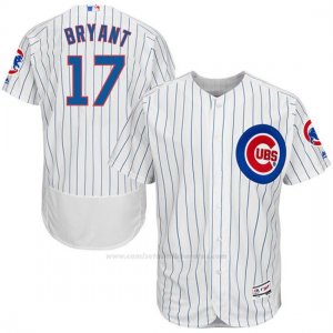 Camiseta Beisbol Hombre Chicago Cubs 17 Kris Bryant Autentico Coleccion Blanco Flex Base