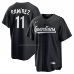 Camiseta Beisbol Hombre Cleveland Guardians Jose Ramirez Lights Out Replica Negro