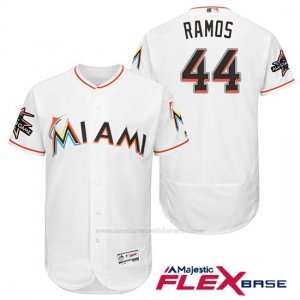 Camiseta Beisbol Hombre Miami Marlins 44 A.j. Ramos Blanco 2017 Flex Base