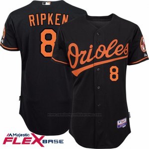 Camiseta Beisbol Hombre Baltimore Orioles 8 Cal Ripken Autentico Coleccion Negro Flex Base