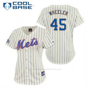 Camiseta Beisbol Hombre New York Mets Zack Wheeler 45 Crema Cool Base