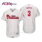 Camiseta Beisbol Hombre Philadelphia Phillies Bryce Harper Flex Base Autentico Collezione Home Blanco