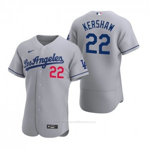 Camiseta Beisbol Hombre Los Angeles Dodgers Clayton Kershaw Autentico 2020 Road Gris