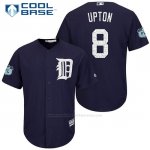Camiseta Beisbol Hombre Detroit Tigers Justin Upton 8 Azul 2017 Entrenamiento de Primavera Cool Base Jugador