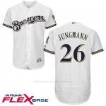Camiseta Beisbol Hombre Milwaukee Brewers Taylor Jungmann Blanco Autentico Coleccion Flex Base Custom