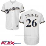 Camiseta Beisbol Hombre Milwaukee Brewers Taylor Jungmann Blanco Autentico Coleccion Flex Base Custom