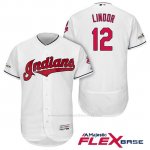Camiseta Beisbol Hombre Cleveland Indians 2017 Postemporada Francisco Lindor Blanco Flex Base
