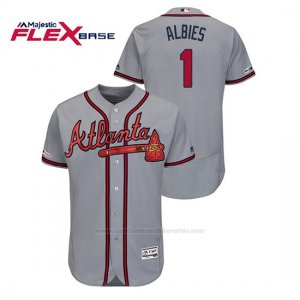Camiseta Beisbol Hombre Atlanta Braves Ozzie Albies 150th Aniversario Patch Autentico Flex Base Gris