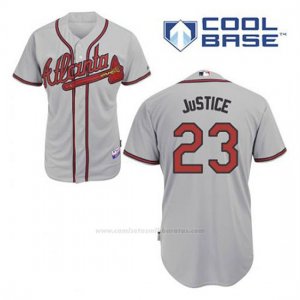 Camiseta Beisbol Hombre Atlanta Braves 23 David Justice Gris Cool Base