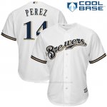 Camiseta Beisbol Hombre Milwaukee Brewers Hernan Perez Blanco Cool Base