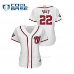 Camiseta Beisbol Mujer Washington Nationals Juan Soto 2019 World Series Bound Cool Base Blanco