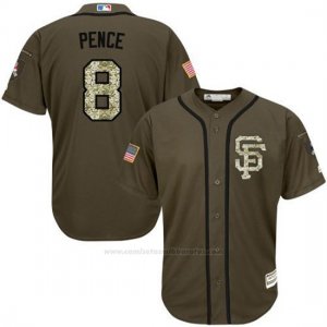 Camiseta Beisbol Hombre San Francisco Giants 8 Hunter Pence Verde Salute To Service