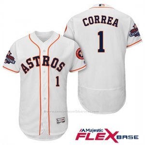 Camiseta Beisbol Hombre Houston Astros 2017 World Series Campeones Carlos Correa Blanco Flex Base
