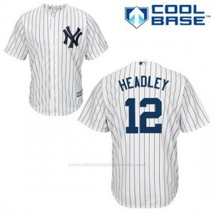 Camiseta Beisbol Hombre New York Yankees Chase Headley 12 Blanco 1ª Cool Base