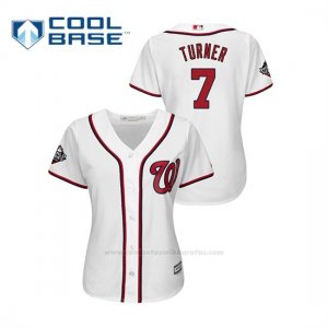 Camiseta Beisbol Mujer Washington Nationals Trea Turner 2019 World Series Bound Cool Base Blanco