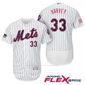 Camiseta Beisbol Hombre New York Mets 2017 Estrellas y Rayas Matt Harvey Blanco Flex Base