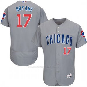 Camiseta Beisbol Hombre Chicago Cubs 17 Kris Bryant Gris Flex Base Autentico Coleccion