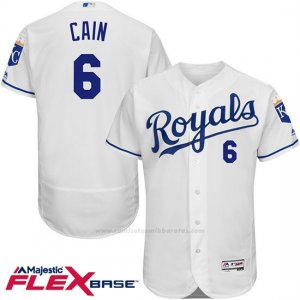 Camiseta Beisbol Hombre Kansas City Royals Lorenzo Cain 6 Blanco Flex Base Autentico Coleccion Jugador