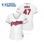 Camiseta Beisbol Mujer Cleveland Indians Trevor Bauer 2019 All Star Game Patch Cool Base Blanco