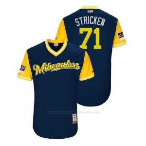 Camiseta Beisbol Hombre Milwaukee Brewers Josh Hader 2018 Llws Players Weekend Stricken Azul