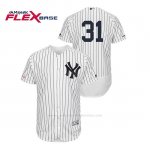 Camiseta Beisbol Hombre New York Yankees Aaron Hicks 150th Aniversario Patch Flex Base Blanco