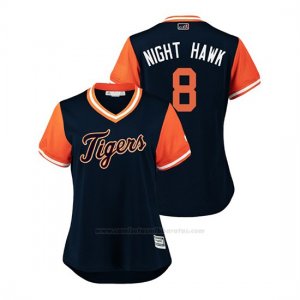 Camiseta Beisbol Mujer Detroit Tigers Mikie Mahtook 2018 Llws Players Weekend Night Hawk Azul