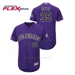 Camiseta Beisbol Hombre Colorado Rockies Chad Bettis 150th Aniversario Patch Flex Base Violeta