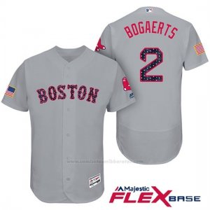 Camiseta Beisbol Hombre Boston Red Sox 2017 Estrellas y Rayas Xander Bogaerts Gris Flex Base
