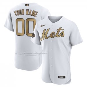 Camiseta Beisbol Hombre New York Mets Personalizada 2022 All Star Autentico Blanco