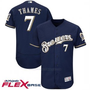 Camiseta Beisbol Hombre Milwaukee Brewers Eric Thames Azul Autentico Coleccion Flex Base