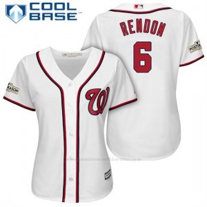 Camiseta Beisbol Mujer Washington Nationals 2017 Postemporada Anthony Rendon Blanco Cool Base