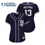 Camiseta Beisbol Mujer San Diego Padres Manny Machado Cool Base Majestic Alternato Azul