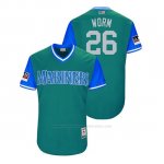 Camiseta Beisbol Hombre Seattle Mariners Chris Herrmann 2018 Llws Players Weekend Worm Aqua