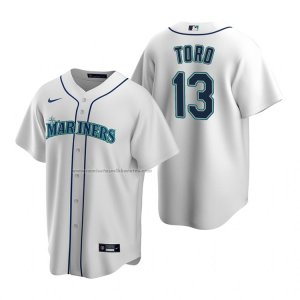 Camiseta Beisbol Hombre Seattle Mariners Abraham Toro Replica Primera Blanco