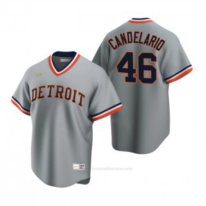 Camiseta Beisbol Hombre Detroit Tigers Jeimer Candelario Cooperstown Collection Road Gris