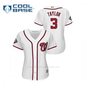 Camiseta Beisbol Mujer Washington Nationals Michael A. Taylor 2019 World Series Bound Cool Base Blanco