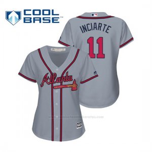 Camiseta Beisbol Mujer Atlanta Braves Ender Inciarte Cool Base Majestic Road 2019 Gris