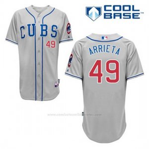 Camiseta Beisbol Hombre Chicago Cubs 49 Jake Arrieta Gris Alterno Cool Base