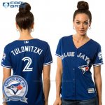 Camiseta Beisbol Mujer Toronto Blue Jays Troy Tulowitzki 2 Cool Base 40 Aniversario