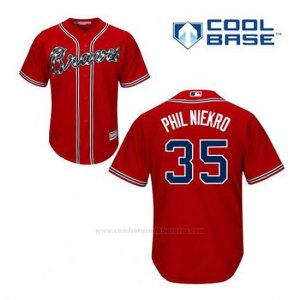 Camiseta Beisbol Hombre Atlanta Braves 35 Phil Niekro Rojo Alterno Cool Base