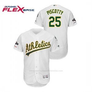 Camiseta Beisbol Hombre Oakland Athletics Stephen Piscotty 2019 Postseason Flex Base Blanco