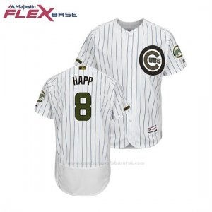 Camiseta Beisbol Hombre Chicago Cubs Ian Happ 2018 Dia de los Caidos Flex Base Blanco